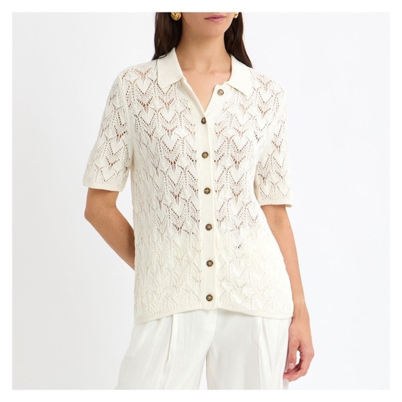 Reiss crochet Off-White Textured Knit Cardigan - Picture 8 of 9